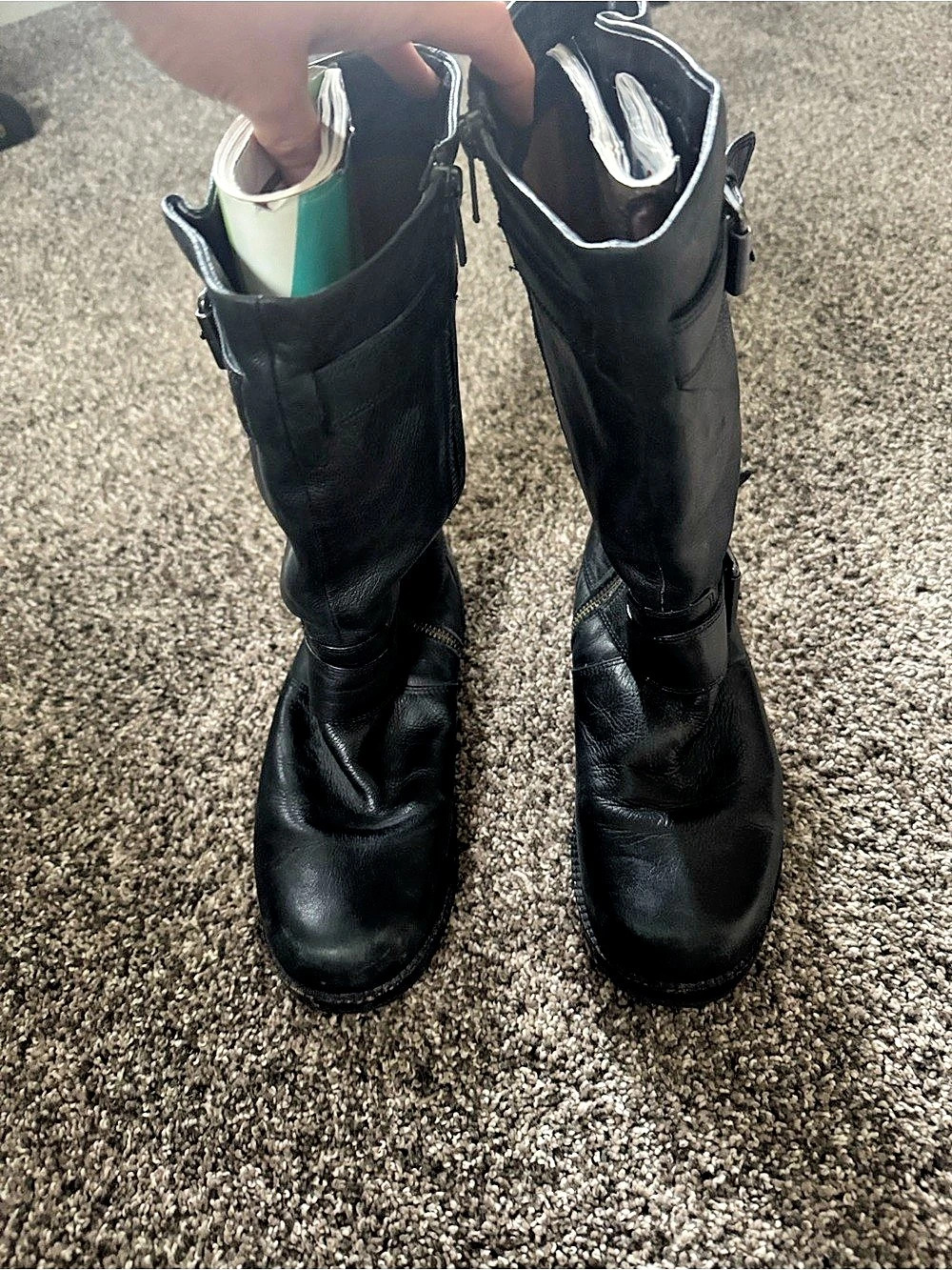 Gentle Souls Black Leather Tall Buckle Boots